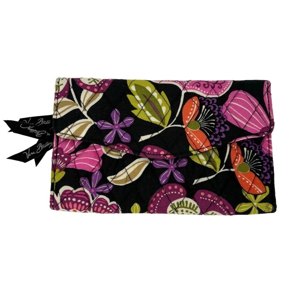 Vera Bradley Clutch Wallet Pirouette Pink Floral Quilted Snap Flap 8 Inch - Picture 1 of 9